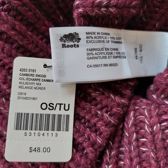 Roots Magenta Ribbed Knit Infinity Scarf Cowl Neck Scarf - NEW - Picture 3 of 6